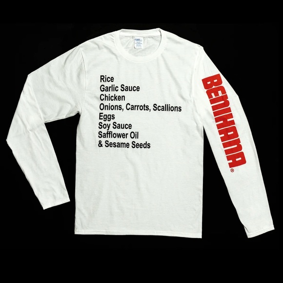 🆕HIBACHI FRIED RICE LONG SLEEVED T-SHIRT SIZE SMALL🤍👚👕👔🍚🍙🥩🍗👨‍🍳👩‍🍳🍤🥢🍽️🍴🍱🍣🧈🥚🍳🧄🍹🍸🥃🍷 - Picture 1 of 1